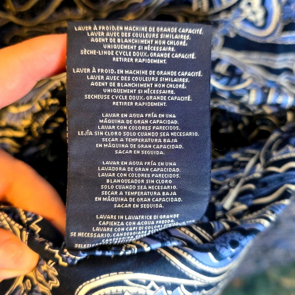 Ralph Lauren Costa Azzurra King Comforter Navy Blue Paisley Cotton Coastl 96x108
